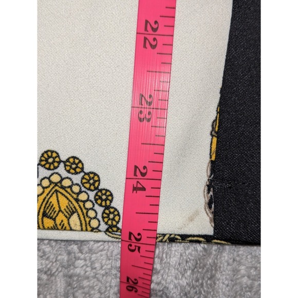 Ivory Love Blazer Chain Print Gold Accents‎ Career Jacket Size M - Picture 9 of 10